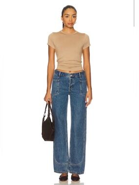 Still Here 24 Supply Wide Leg Jeans Altered in Classic Blue